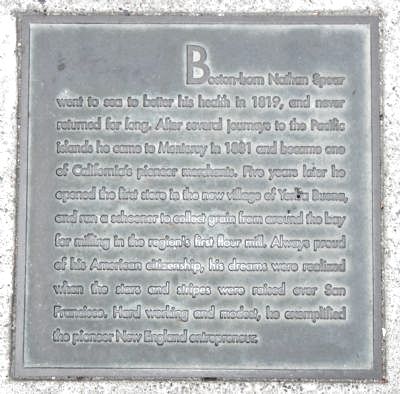 Spear Street Marker, center right plaque image. Click for full size.