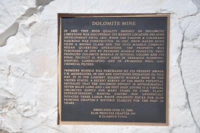 Dolomite Mine Marker. Click for full size. Dolomite Mine Marker image. Click for full size.
