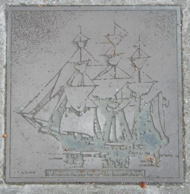 Harrison Street Marker, bottom left plaque image. Click for full size.