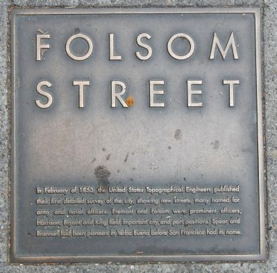 Folsom Street Marker, top left plaque image. Click for full size.