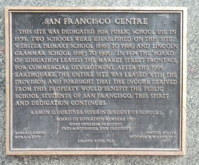 San Francisco Centre Marker. Click for full size. San Francisco Centre Marker image. Click for full size.