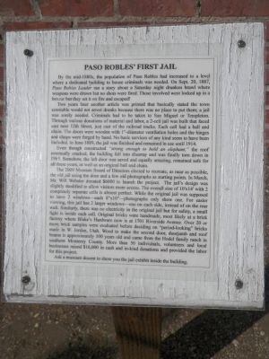Paso Robles First Jail Marker image. Click for full size.