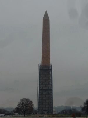 Washington Monument with its earthquake repairs mostly completed and its scaffolding mostly removed. Click for full size. Washington Monument with its earthquake repairs mostly completed and its scaffolding mostly removed image. Click for full size.