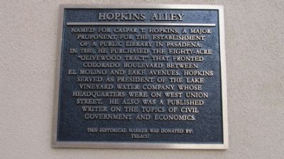 Hopkins Alley Marker. Click for full size. Hopkins Alley Marker image. Click for full size.