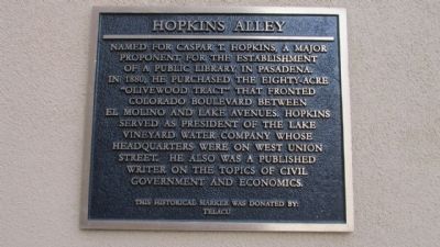 Hopkins Alley Marker image. Click for full size.