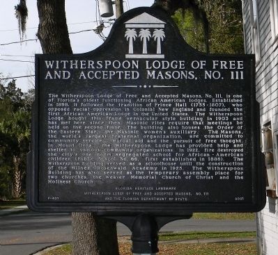 Witherspoon Lodge of Free and Accepted Masons, No. 111 Marker image. Click for full size.