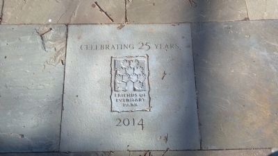 Friends of Everhart Park in pavement in front of markers image. Click for full size.
