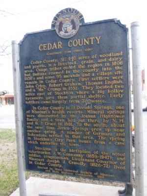Cedar County Marker (side 2) image. Click for full size.