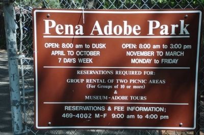 Peña Adobe Park Sign image. Click for full size.