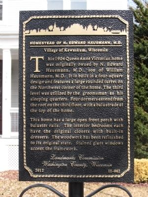 Homestead of N. Edward Hausmann, M.D. Marker image. Click for full size.