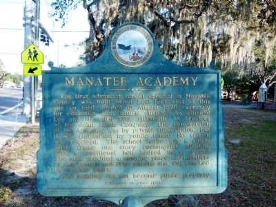 Manatee Academy Marker (<i>side 1</i>) image. Click for full size.