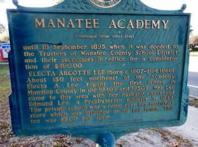 Manatee Academy Marker (<i>side 2</i>) image. Click for full size.