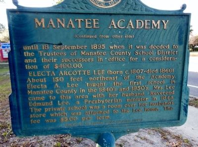 Manatee Academy Marker (<i>side 2</i>). Click for full size. Manatee Academy Marker (<i>side 2</i>) image. Click for full size.