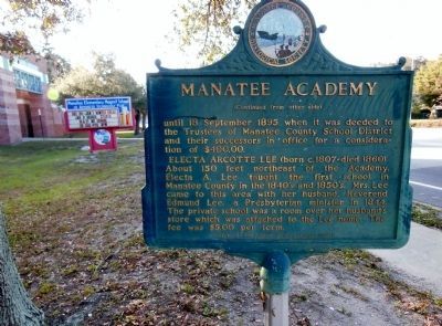 Manatee Academy Marker (<i>side 2 wide view</i>). Click for full size. Manatee Academy Marker (<i>side 2 wide view</i>) image. Click for full size.