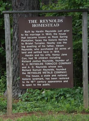 The Reynolds Homestead Marker image. Click for full size.
