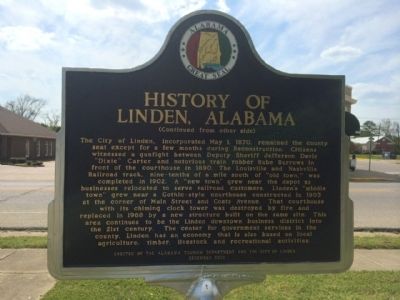 History of Linden Marker (reverse) image. Click for full size.