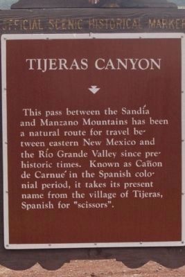 Tijeras Canyon Marker. Click for full size. Tijeras Canyon Marker image. Click for full size.