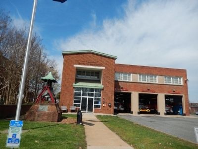 Bell is at the side of the Charlottesville Fire Station image. Click for full size.