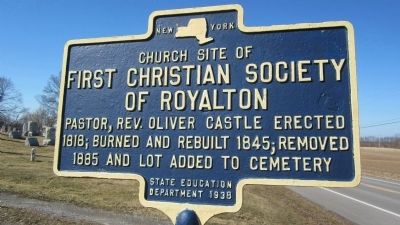 Church Site of First Christian Society of Royalton Marker image. Click for full size.