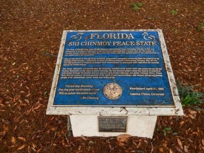 Florida Sri Chinmoy Peace State Marker. Click for full size. Florida Sri Chinmoy Peace State Marker image. Click for full size.