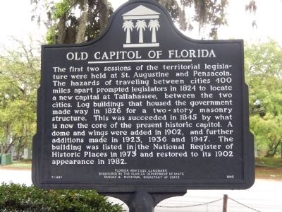 Old Capitol of Florida Marker image. Click for full size.