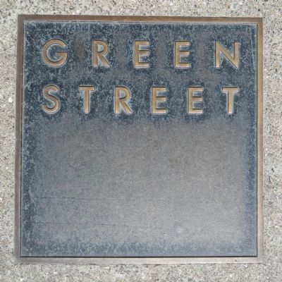 Green Street Marker, top left plaque image. Click for full size.