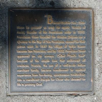 Francisco Street Marker, center right plaque image. Click for full size.