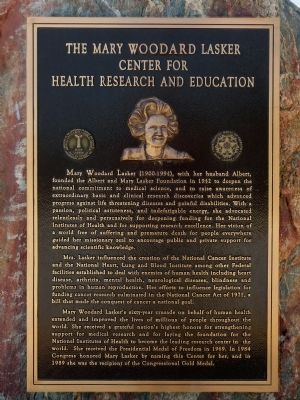 The Mary Woodard Lasker Center for Health Research and Education Marker image. Click for full size.