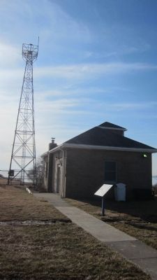 Westward View Foghorn, Pier, and Beacon Tower Marker. Click for full size. Westward View Foghorn, Pier, and Beacon Tower Marker image. Click for full size.