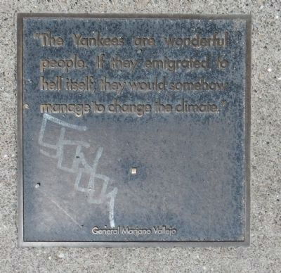 Vallejo Street Marker, bottom left plaque. Click for full size. Vallejo Street Marker, bottom left plaque image. Click for full size.