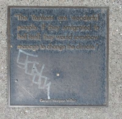 Vallejo Street Marker, bottom left plaque image. Click for full size.