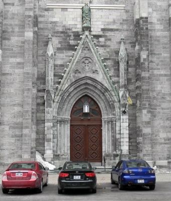 Detail of La Basilique Saint-Patrick / Saint Patrick's Basilica main entrance image. Click for full size.
