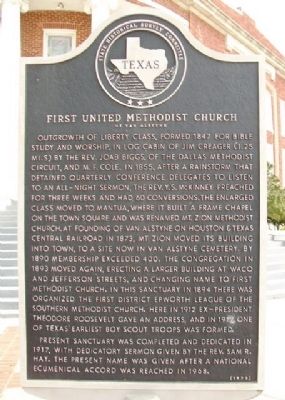 First United Methodist Church of Van Alstyne Marker. Click for full size. First United Methodist Church of Van Alstyne Marker image. Click for full size.