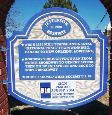 Jefferson Highway Marker image. Click for full size.