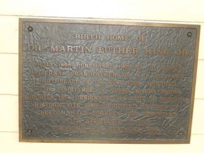 Birth Home of Dr. Martin Luther King, Jr. Marker image. Click for full size.