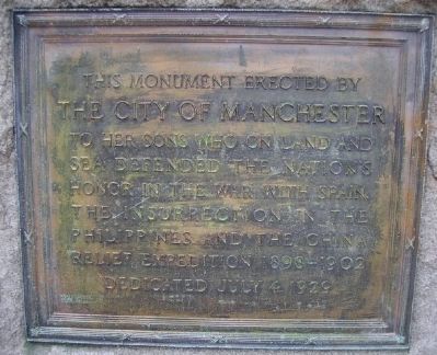 Manchester Spanish-American War Memorial Marker image. Click for full size.