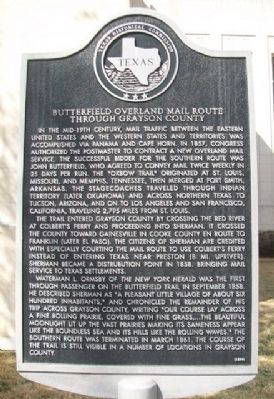 Butterfield Overland Mail Route Through Grayson County Marker image. Click for full size.