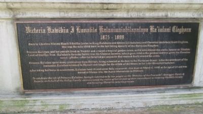 Victoria Kawekiu F Lunalilo Kalaninuiahilapalapu Ka’iulani Cleghorn Marker. Click for full size. Victoria Kawekiu F Lunalilo Kalaninuiahilapalapu Ka’iulani Cleghorn Marker image. Click for full size.