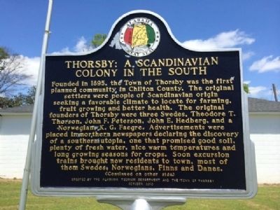 Thorsby: A Scandinavian Colony in the South Marker image. Click for full size.
