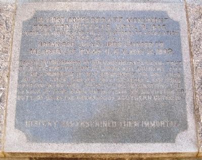 The First Confederate Monument Erected in Texas Dedication image. Click for full size.