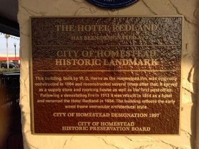 The Hotel Redland Marker image. Click for full size.