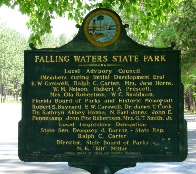 Falling Waters State Park Marker reverse image. Click for full size.