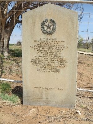 Comanche Village Massacre Marker. Click for full size. Comanche Village Massacre Marker image. Click for full size.