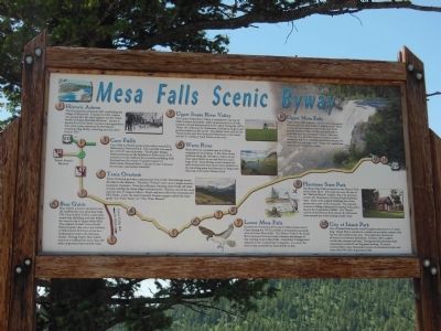 Mesa Falls Scenic Byway Sign. Click for full size. Mesa Falls Scenic Byway Sign image. Click for full size.
