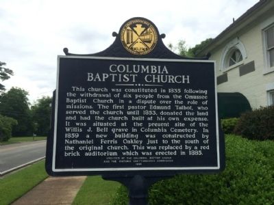 Columbia Baptist Church Marker image. Click for full size.