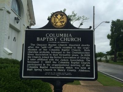 Columbia Baptist Church Marker. Click for full size. Columbia Baptist Church Marker image. Click for full size.