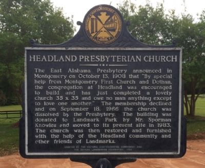 Headland Presbyterian Church Marker. Click for full size. Headland Presbyterian Church Marker image. Click for full size.