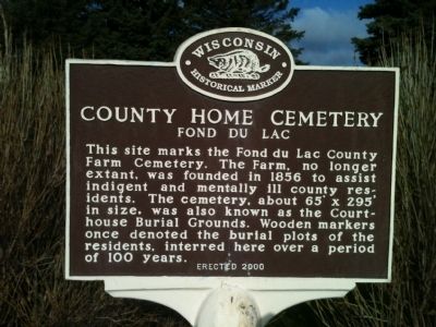 County Home Cemetery Marker. Click for full size. County Home Cemetery Marker image. Click for full size.