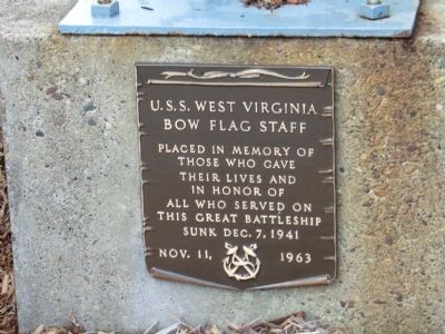 U.S.S. West Virginia Bow Flag Staff Marker image. Click for full size.