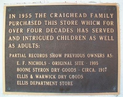 Craighead's 5 & 10 Store Marker. Click for full size. Craighead's 5 & 10 Store Marker image. Click for full size.